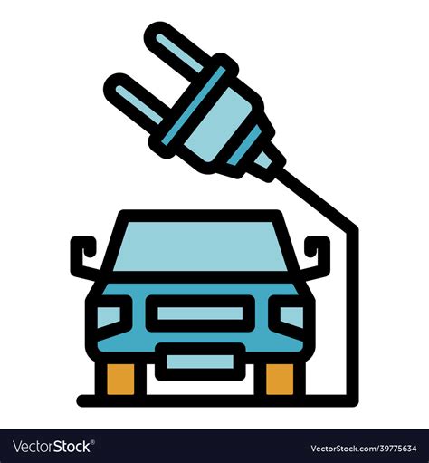 Electric Car Plug Icon Color Outline Royalty Free Vector