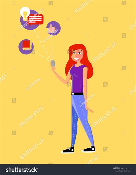 Vector Illustration Young Girl Red Hair Stock Vector Royalty Free