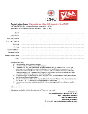 Fillable Online Blogs Icrc Registration Form Humanitarian Visa D Or