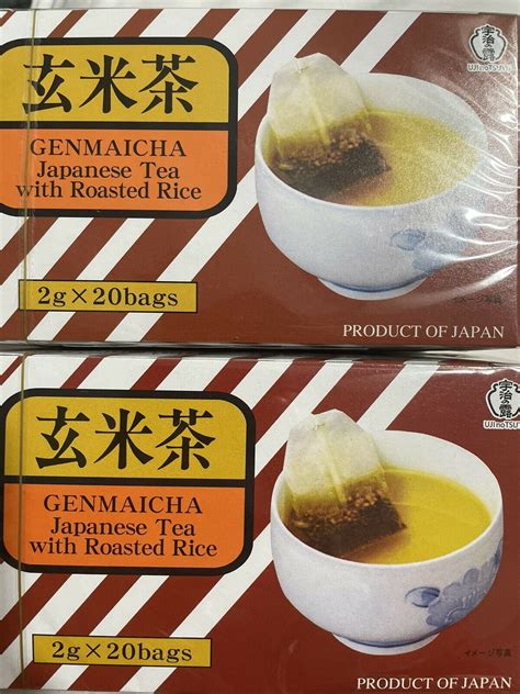 Two Boxes Japanese Roasted Rice Tea Genmaicha By Ujinotsuyu 14 Oz 40g