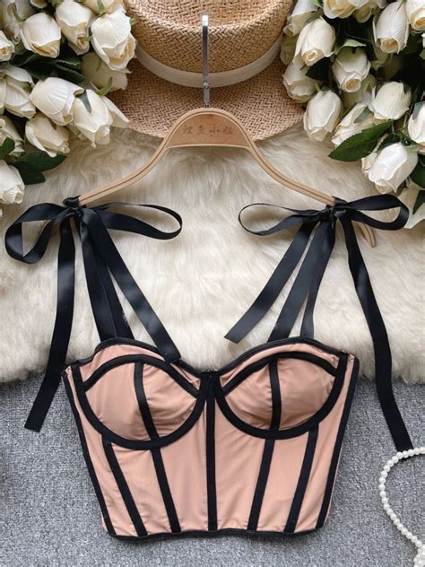 Black Strappy Satin Corset Bustier Top Lingerie On Luulla