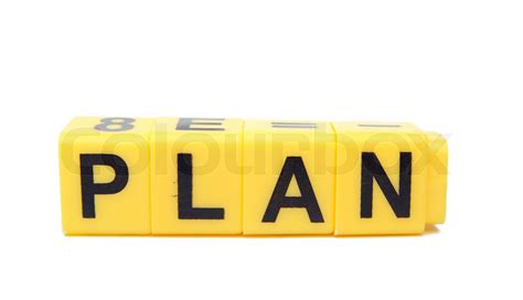 Et billede af gule blokke med ord '' plan '' på dem | Stock foto ...