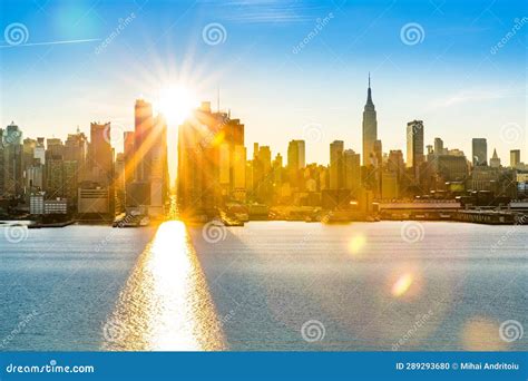 New York City Skyline at Sunrise Stock Photo - Image of skyline, travel ...