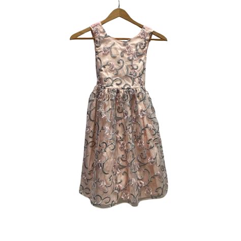 Ollies Place Pink/Silver Lace Dress Size 8(s)