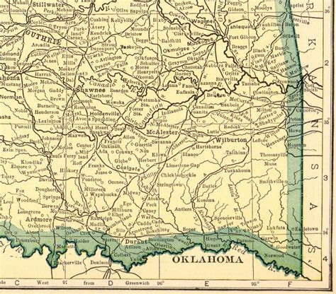 1914 Antique OKLAHOMA State Map Vintage Map of Oklahoma | Etsy