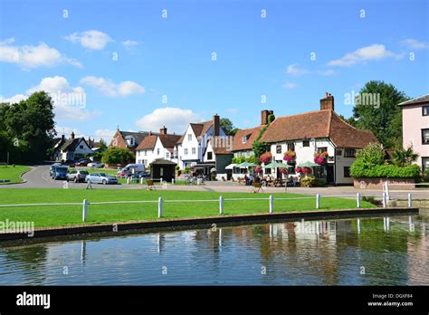 The Fox Inn across pond, Finchingfield, Essex, England, United Kingdom ...