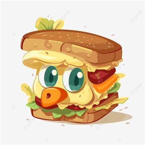 Turkey Sandwich Vector, Sticker Clipart An Attractive Cartoon Bird ...