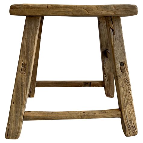 Vintage Antique Elm Wood Stool For Sale At 1stdibs