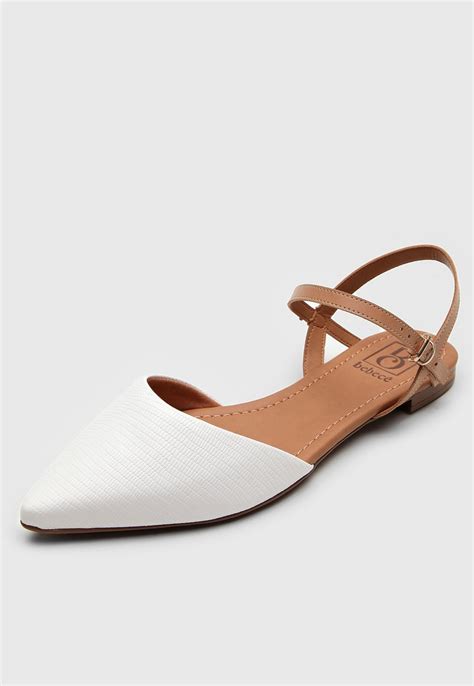 Sapatilha Bebecê Tiras Branca Nude Compre Agora Dafiti Brasil