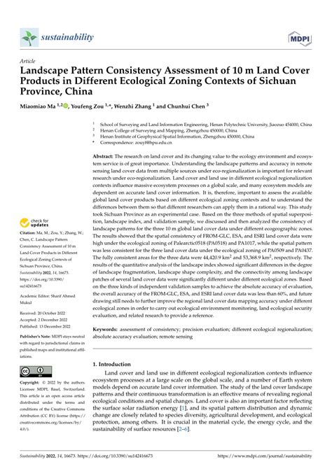 PDF Landscape Pattern Consistency Assessment Of 10 M Land Cover