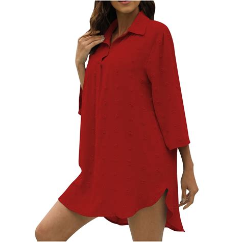 Frostluinai Oversized Button Down Shirts For Women Loose Swimsuit Beach Cover Up Shirt Bikini