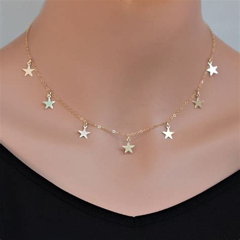 Star Necklace Gold Gold Star Choker Celebrity Star Etsy