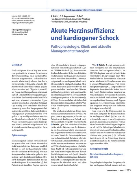 Akute Herzinsuffizienz Und Kardiogener Schock