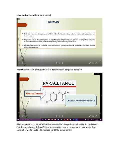 Laboratorio De S Ntesis De Paracetamol Laboratorio De S Ntesis De