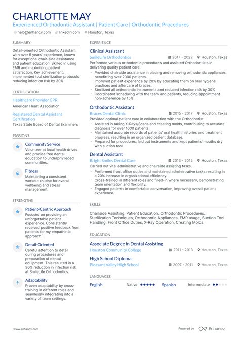 10 Orthodontic Dental Assistant Resume Examples And Guide For 2025