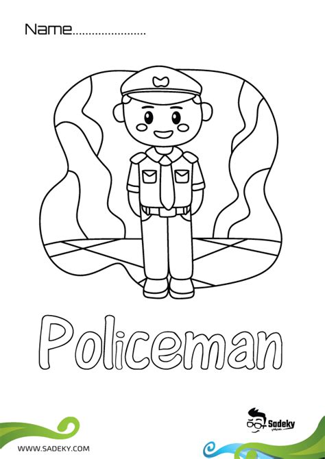 Coloring Page Alphabets Community Helper Policeman Sadeky