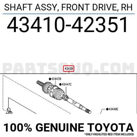 SHAFT ASSY FRONT DRIVE RH 4341042351 Toyota Parts PartSouq