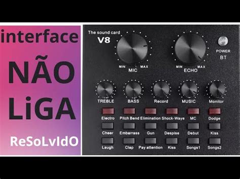 placa de som V8 interface não liga YouTube