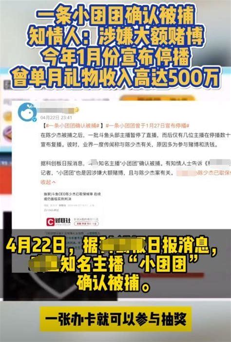 一条小团团被捕！涉4800万赌博案，走红6年年入过亿扔赔不起罚款财经头条