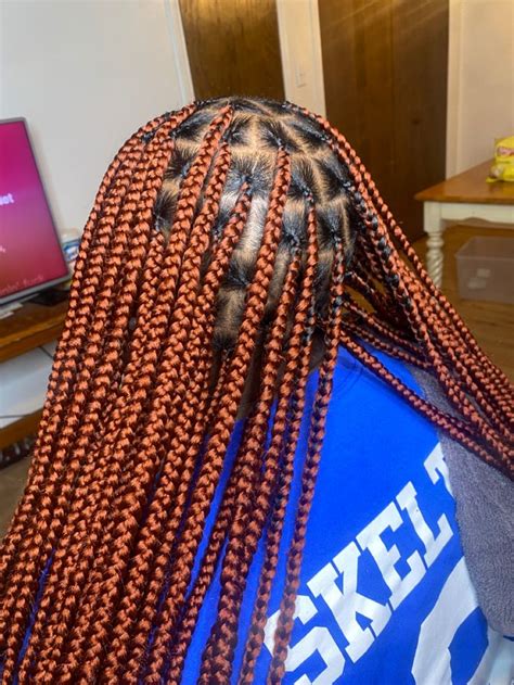 Red Knotless Hair Color For Black Hair Big Box Braids Hairstyles