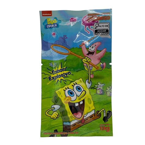 Pirulito Bob Esponja Sabor Pêssego Explosivo 13g 1 unidade Rizzo