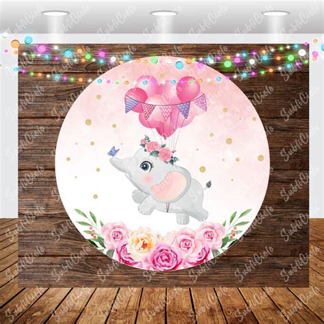 Panel Redondo Baby Shower Mujer Elefante Bebe Sublicielo