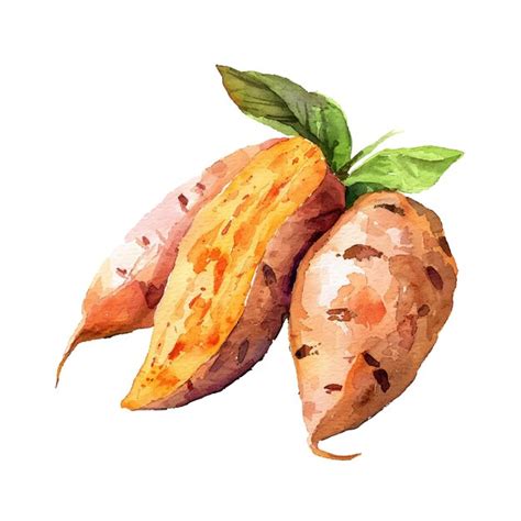 Premium Vector Sweet Potato Vector Illustration In Watercolour Style