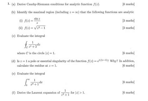 Solved 1 A Derive Cauchy Riemann Conditions For Analytic Chegg