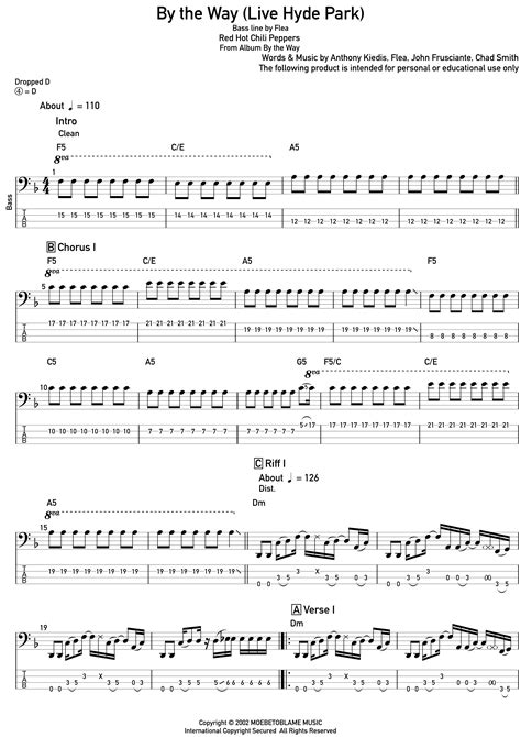 By The Way Arr Igor Sardi Bass Sheet Music Red Hot Chili Peppers