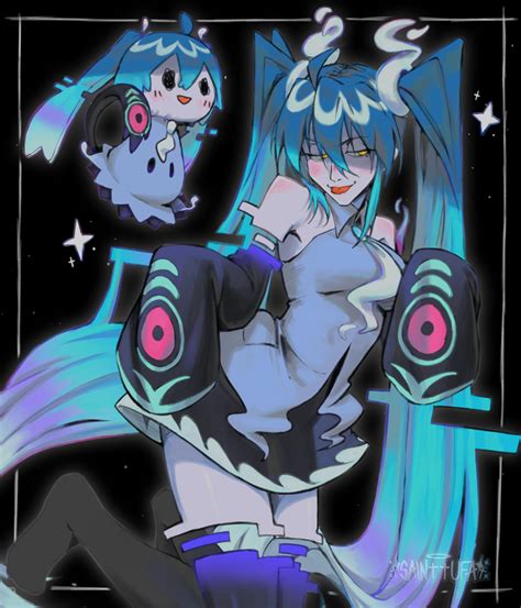 Hatsune Miku Mimikyu And Ghost Miku Pokemon And 2 More Drawn By