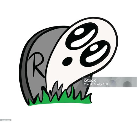 Kartun Seram Halloween Rip Batu Nisan Dan Ilustrasi Hantu Putih