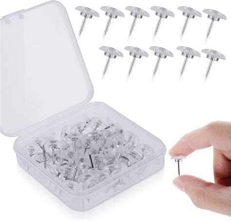 Nedblue Clear Push Pins 120 Drawing Pins With Storage Box Thumb