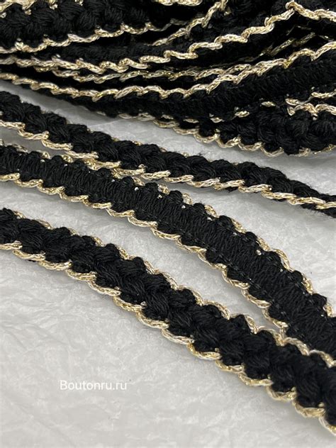 Тесьма черная косичка с золотой нитью – купить за 210 руб | BOUTONRU.RU