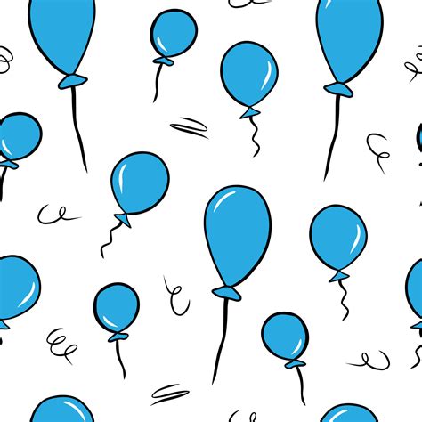 Cartoon seamless pattern with blue balloons isolated on white ...