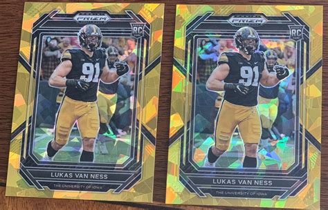 Prizm Draft Picks Lukas Van Ness Gold Ice Rc Hawkeyes