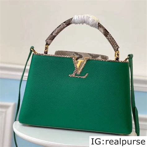 Louis Vuitton Capucines BB Python Top Handle Bag N95384 Green Grey 2019