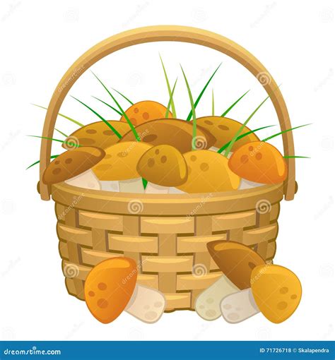 Mushroom basket stock vector. Illustration of handle - 71726718