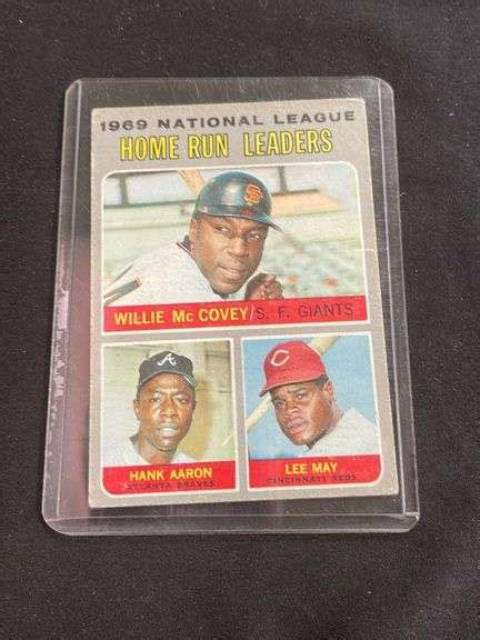 Topps 1969 Home Run Leaders Card Willie McCovey Hank Aaron Lee May