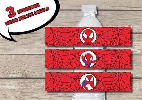 X Spiderman Water Bottle Label Digital By Redapplestudio On Etsy