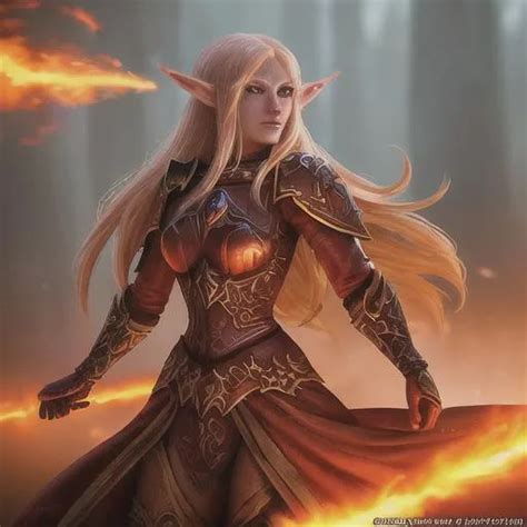 Portrait Of A Adult Female Blood Elf Mage In Battle