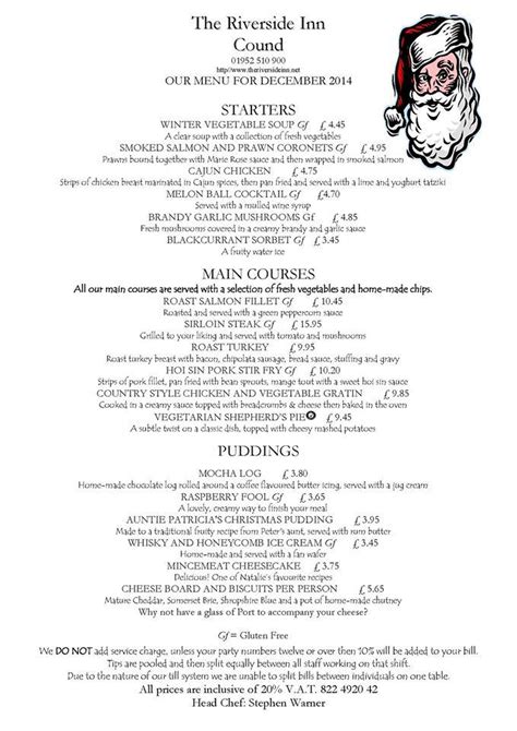 Menu At Riverside Inn Pub And Bar Cound Cound