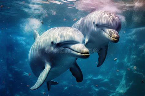 A Loving Pair of Dolphins Embrace and Kiss with Eyes Closed from ...