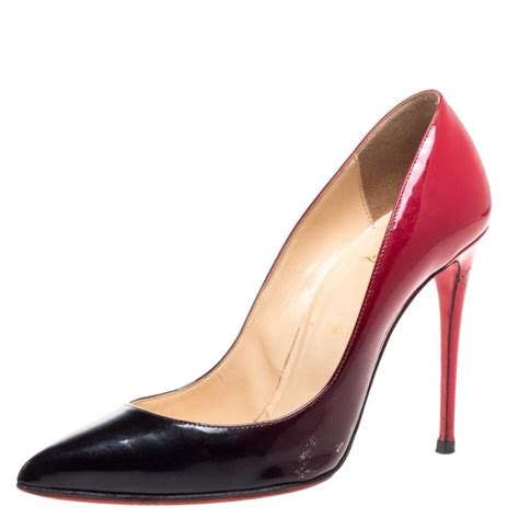 Christian Louboutin Black Red Ombre Patent Leather So Kate Pumps Size