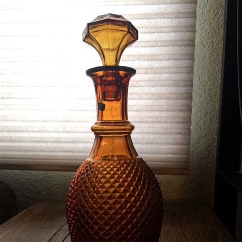 Vintage Italian Pressed Amber Glass Decanter In By Romaarellano Liquor Decanter Diamond Point