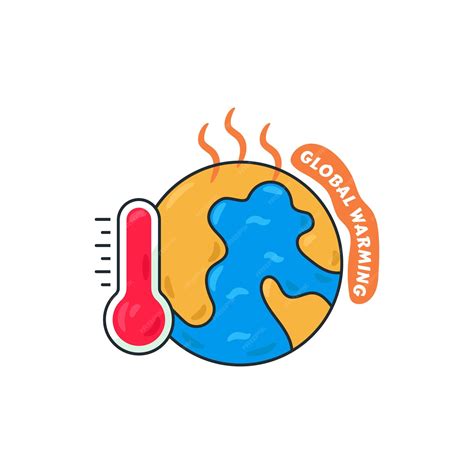 Gráfico de desenho de doodle de ícone de aquecimento global Ilustração