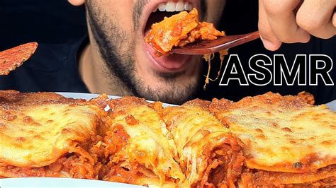 Asmr Cheesy Lasagna Bolognese Eating Sounds No Talking Mukbang Youtube