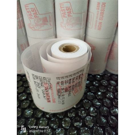 Jual Kertas Kasir Struk Bensin Thermal Roll 58x40mm Edc Logo Pertamina