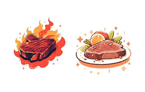 Premium Vector Barbecue Steak Flat Illustration Bbq Steak Vector