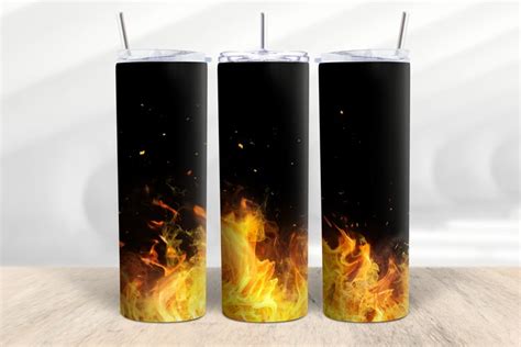 Fire Flames Tumbler 20oz Skinny Tumbler Straight Wrap Png