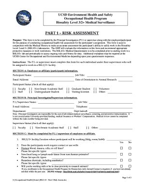 Fillable Online Blink Ucsd Part Risk Assessment Fax Email Print